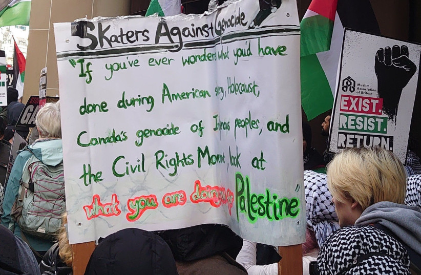 Jewish activist captures hate at London pro-Palestinian march, December 9, 2023. (credit: @_Jacker_)