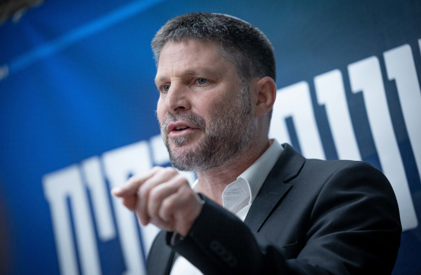  Israeli Finance Minister Bezalel Smotrich, head of the Religious Zionist Party, is seen at a faction meeting at the Knesset, in Jerusalem, on December 11, 2023. (credit: YONATAN SINDEL/FLASH90)