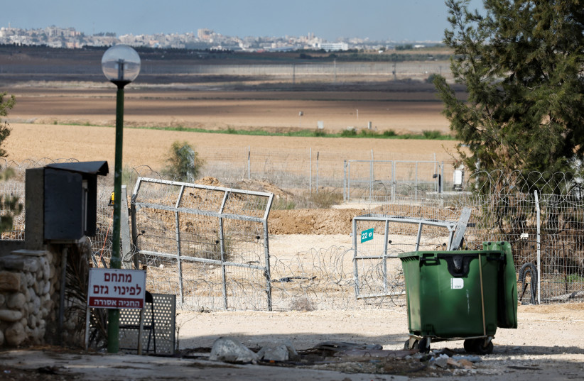  A general view of a gate breached in the deadly October 7 attack by gunmen from Palestinian terrorist group Hamas from the Gaza Strip, in Kibbutz Kfar Aza in southern Israel November 21, 2023.  (credit: REUTERS/JAMES OATWAY)