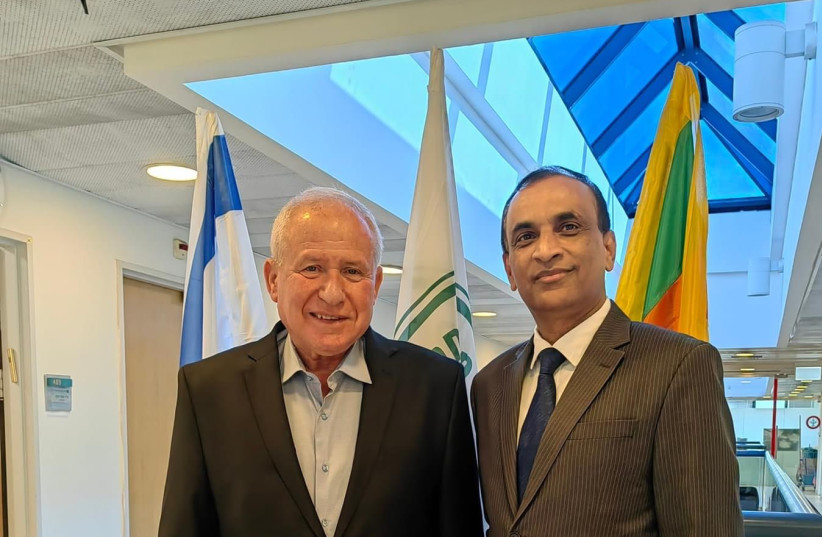  Sri Lanka Ambassador to Israel Nimal Bandara with Agriculture Minister Avi Ditcher (credit: Nimal Bandara on Facebook)