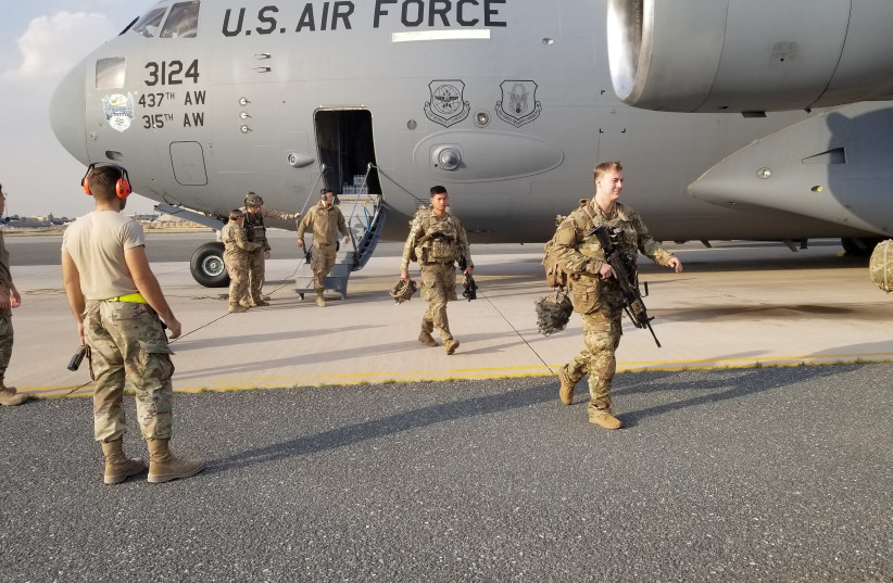  US Army paratroopers from the 82nd Airborne Division arrive at Ali Al Salem Air Base, Kuwait, January 2, 2020. (credit: US Army/Staff Sgt. Robert Waters/Handout via REUTERS)