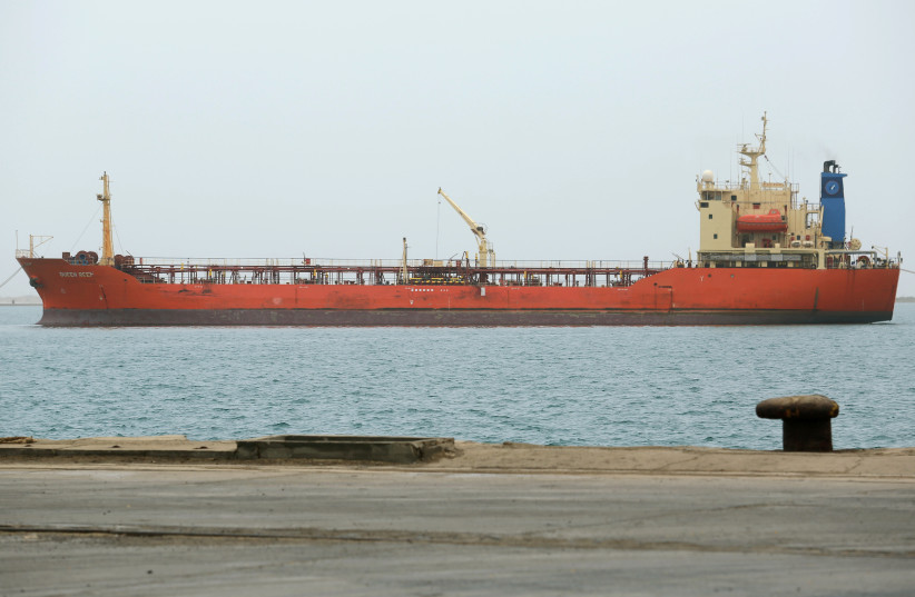  A ship is pictured at the Red Sea port of Hodeidah, Yemen August 5, 2018. (credit: ABDULJABBAR ZEYAD/REUTERS)