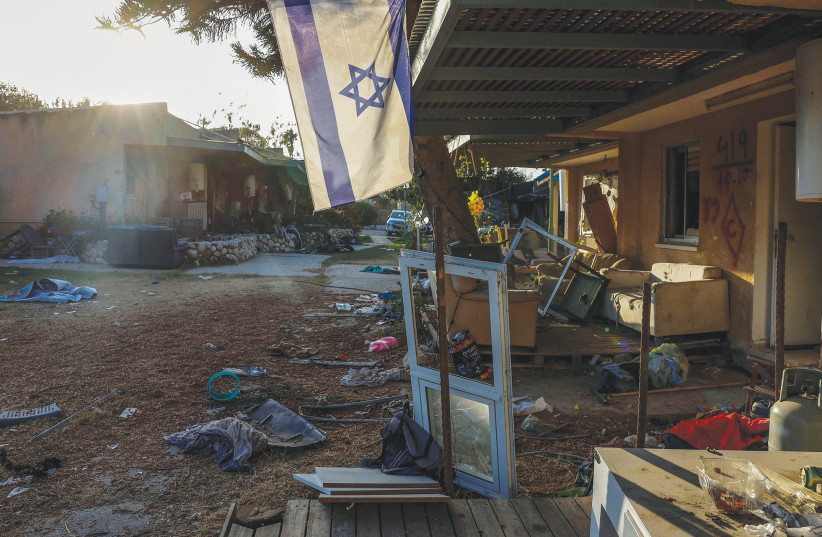  DAMAGE IS pictured last month in Kibbutz Kfar Aza following the October 7 attack by Hamas terrorists. (credit: EVELYN HOCKSTEIN/REUTERS)
