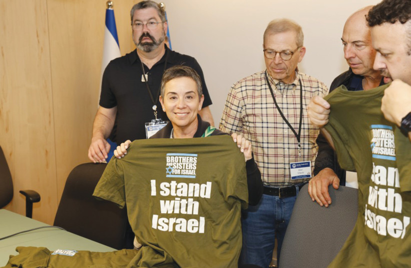 RABBI YAEL RIDBERG meets with leaders of Achim L’Neshek – Brothers and Sisters for Israel – a civilian operations center in Tel Aviv, during a mission to Israel with the Jewish Federation of San Diego last month.