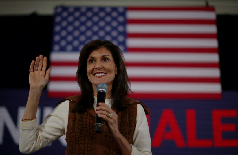  Republican presidential candidate and former US ambassador to the United Nations Nikki Haley speaks at a campaign town hall in Atkinson, New Hampshire, US, December 14, 2023. (credit: REUTERS/BRIAN SNYDER)