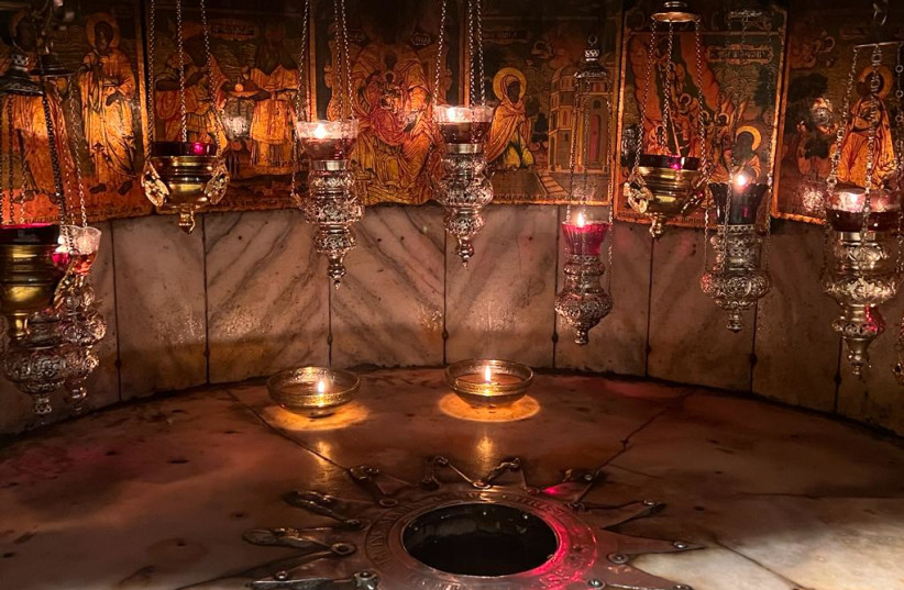  The place where it is believed that Jesus was born, inside a cave underneath the Church of the Nativity in Bethlehem. (credit: MAAYAN JAFFE-HOFFMAN)