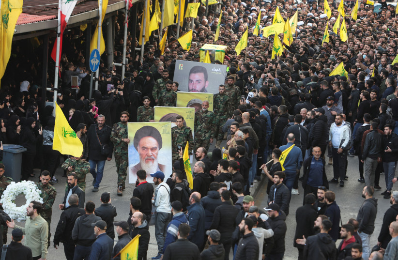  Funeral of Hezbollah member Mohammed Hassan Jaafar Makke, in Beirut's southern suburbs (credit: REUTERS/AZIZ TAHER)