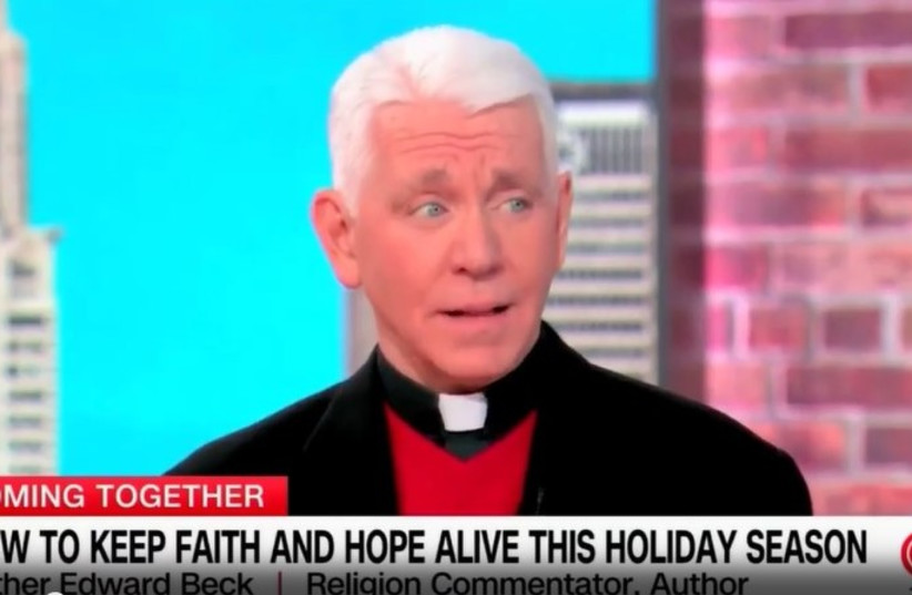  Father Edward Beck compares the story of Jesus to the Israel-Hamas war. December 25, 2023. (credit: Screenshot/CNN)