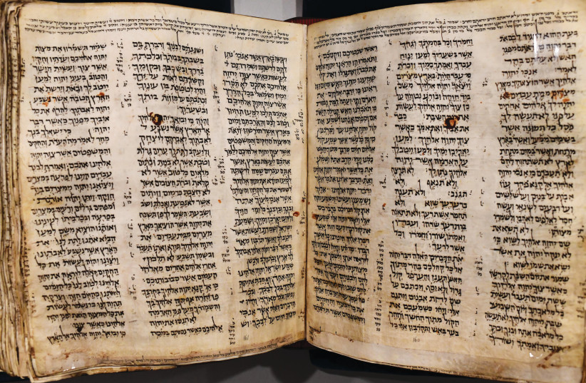  THE EARLIEST known copy of the 10th century Hebrew Bible, the ‘Codex Sassoon’ is now on display at the ANU Museum of the Jewish People.  (credit: TOMER NEUBERG/FLASH90)