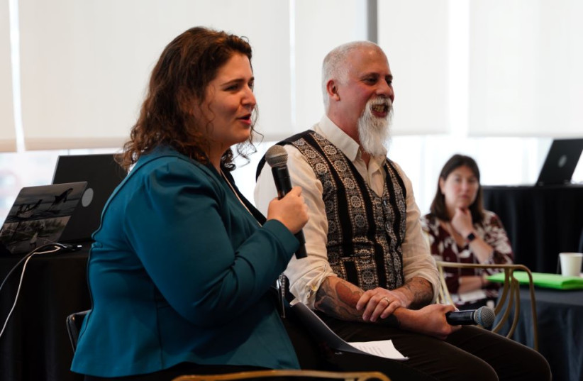Samantha Vinokor-Meinrath at the Jewish Futures Conference last spring, which focused on AI in Jewish education. (credit: COURTESY VIA JTA)