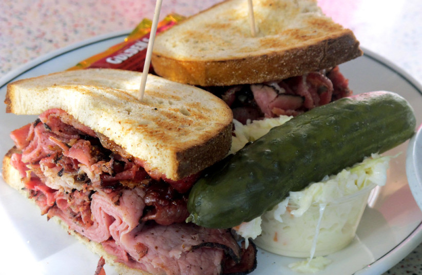  A pastrami sandwich, a staple of Jewish delis. (credit: FLICKR)