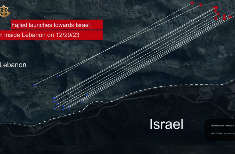  Failed launches from Lebanon towards Israel, December 30, 2023. (credit: IDF SPOKESMAN’S UNIT)
