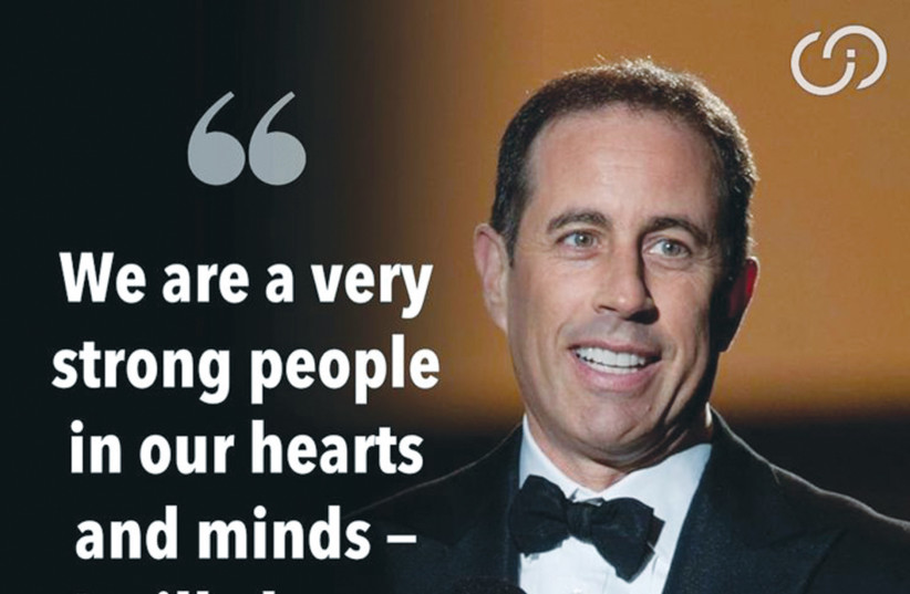  A SOCIAL MEDIA post touts the visit of comedian Jerry Seinfeld to Israel this month. (credit: Israel on Campus Coalition/Facebook)