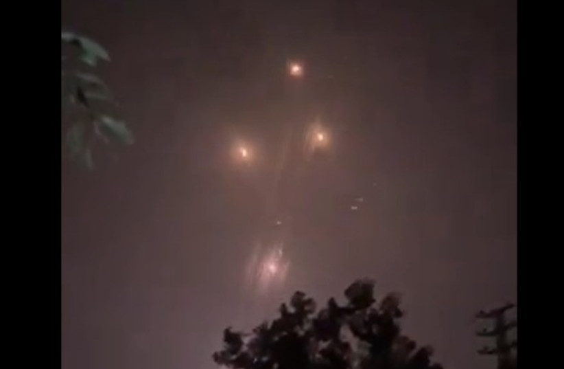  A barrage of rockets is fired at Israel as the new year begins. January 1, 2024. (credit: SCREENSHOT/X)