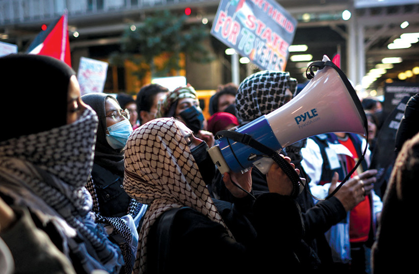  City University of New York (CUNY) students rally in support of Palestinians on November 2, 2023. (credit: Mike Segar/Reuters)
