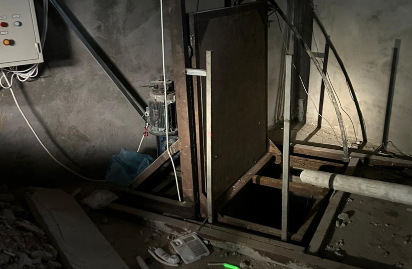  Underground elevator discovered by IDF soldiers, January 7, 2024 (credit: IDF SPOKESPERSON'S UNIT)