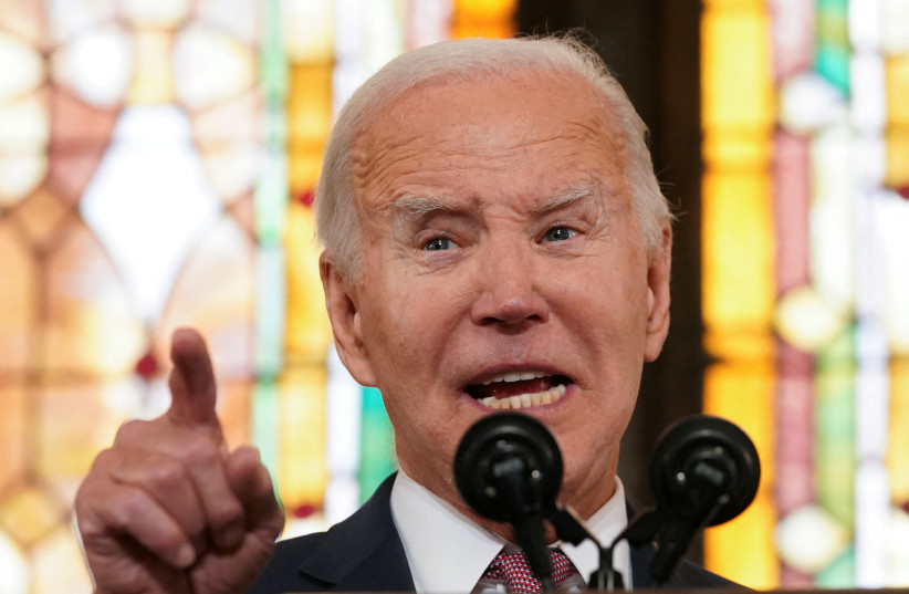  US President Joe Biden delivers a speech during a campaign event at the Mother Emanuel AME Church, the site of the 2015 mass shooting, in Charleston, South Carolina, US, January 8, 2024 (credit: REUTERS/KEVIN LAMARQUE)