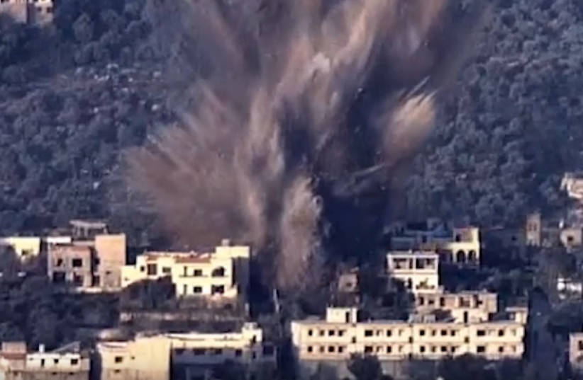  Screenshot of IDF video showing Israeli jets attacking Hezbollah infrastructure in southern Lebanon, January 9, 2024 (credit: IDF SPOKESPERSON'S UNIT)
