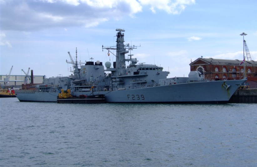  The HMS Richmond, a Type 23 frigate of the Royal Navy, in Portsmouth naval base, 2008. (credit: Wikimedia Commons)