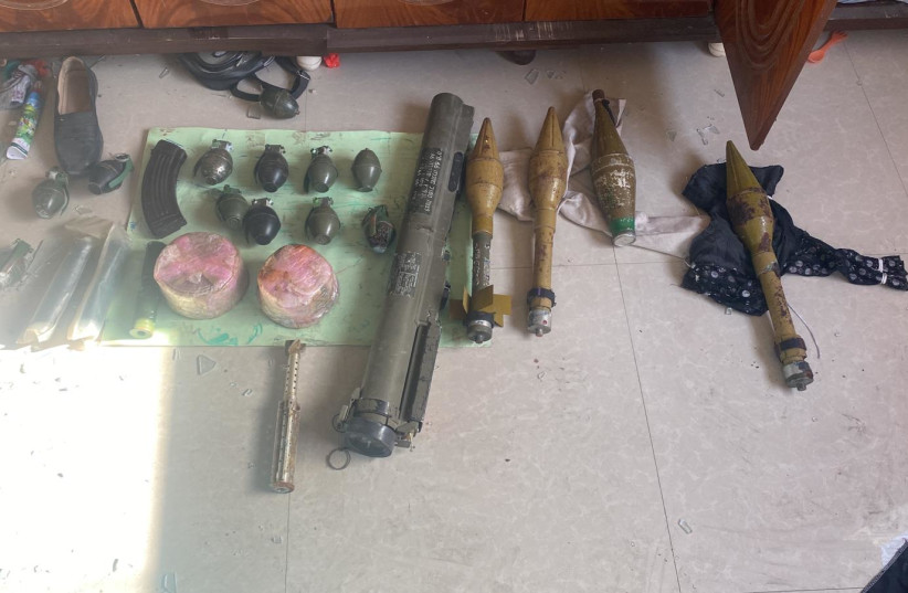  Weapons located by IDF troops in Al-Maghazi, January 10 2024. (credit: IDF SPOKESPERSON'S UNIT)