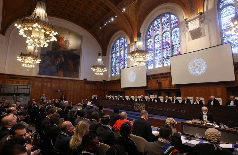 The International Court of Justice on the day of the trial to hear a request for emergency measures by South Africa, who asked the court to order Israel to stop its military actions in Gaza and to desist from what South Africa says are genocidal acts committed against Palestinians during the  (credit: REUTERS/THILO SCHMUELGEN)