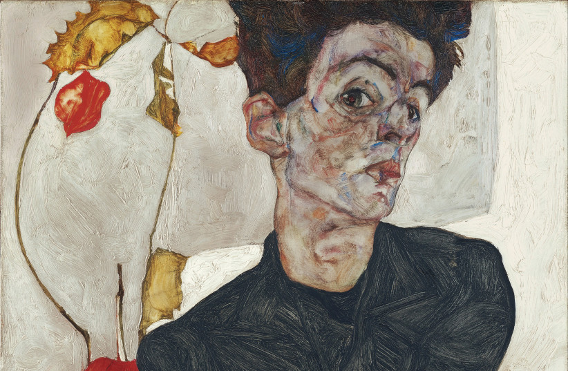  Egon Schiele's ''Self-Portrait with Physalis'', 1912 (credit: Wikimedia Commons)