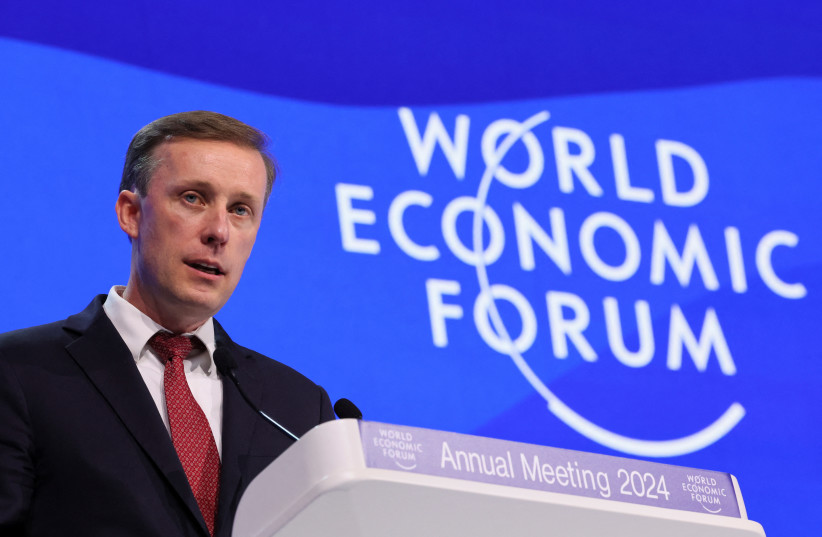 US National Security Advisor Jake Sullivan attends a session during the 54th annual meeting of the World Economic Forum in Davos, Switzerland, January 16, 2024. (credit: REUTERS/DENIS BALIBOUSE)
