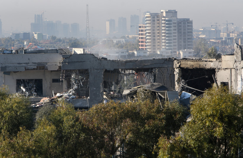 A view of a damaged building following missile attacks, in Erbil, Iraq, January 16, 2024 (credit: REUTERS/AZAD LASHKARI)