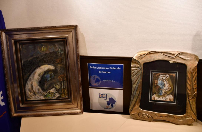  Two stolen paintings by Picasso and Chagall that were found in the Belgian city of Antwerp are seen in this undated handout image. (credit:  Parquet of Namur/Handout via REUTERS)