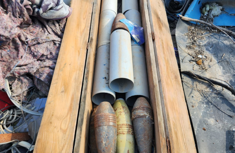   Rocket launchers and rockets found by soldiers of the 55th brigade in Khan Yunis January 20, 2024 (credit: IDF SPOKESPERSON'S UNIT)