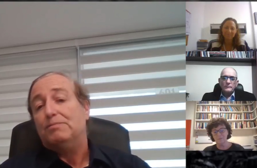  Ono Conversation Corner Episode 1, from left: Adi Brender, Maayan Hoffman, Yossi Kuperwasser and Tova Hartman (credit: screenshot)