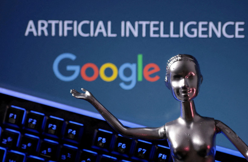  Google logo and AI Artificial Intelligence words are seen in this illustration taken, May 4, 2023.  (credit:  REUTERS/DADO RUVIC/ILLUSTRATION/FILE PHOTO)