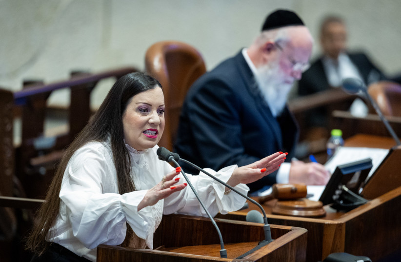  Likud MK Tally Gotliv speaks during a plenum session at the assembly hall of the Knesset, the Israeli parliament in Jerusalem on January 22, 2024 (credit: YONATAN SINDEL/FLASH90)