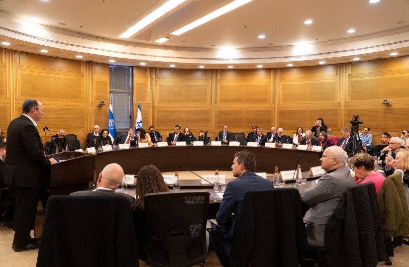  MK Simcha Rothman reads Psalms at the 20th-anniversary event of the Knesset Christian Allies Caucus on January 23, 2024. (credit: KNESSET CHRISTIAN ALLIES CAUCUS)
