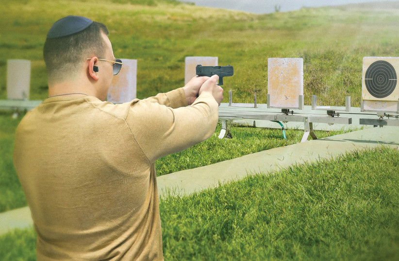  CHAIM GERSHON at the shooting range. He is setting up a civilian security force in Givat Ze’ev.  (credit: Courtesy Chaim Gershon)