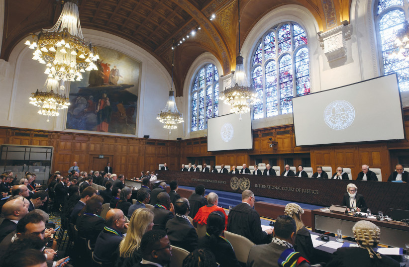  THE INTERNATIONAL Court of Justice in The Hague convenes earlier this month to hear a petition by South Africa for emergency measures against Israel for supposed genocidal acts against Palestinians during the war with Hamas in Gaza. (credit: THILO SCHMUELGEN/REUTERS)