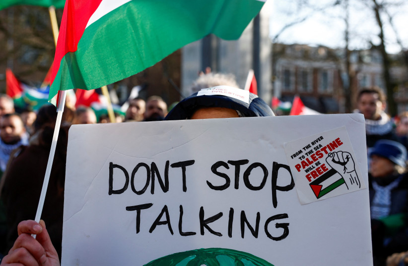 Demonstrations outside the International Court of Justice (ICJ) in The Hague