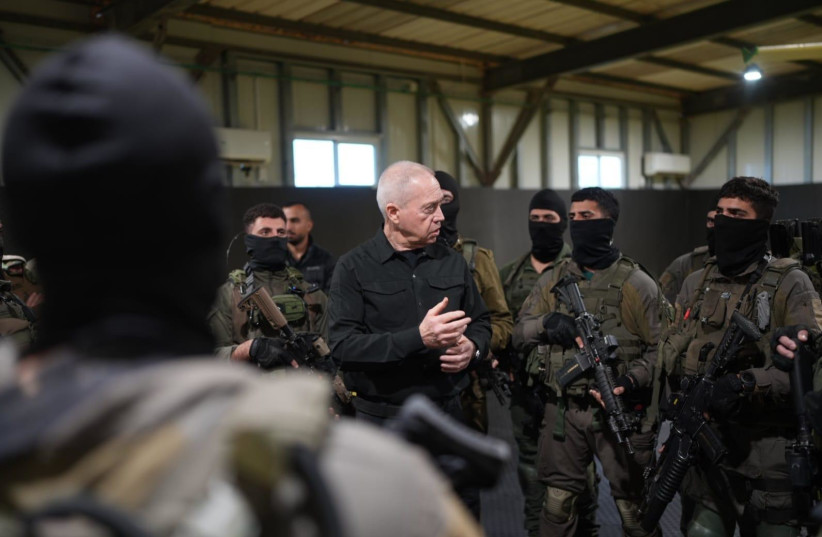  Defense Minister Yoav Gallant meeting members of the LOTAR counter-terrorism unit, January 26, 2024. (credit: ELAD MALKA/DEFENSE MINISTRY)