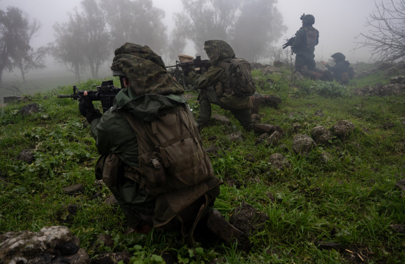  Israeli forces simulating warfare with Hezbollah in Israel's North, January 27, 2024 (credit: IDF SPOKESPERSON'S UNIT)