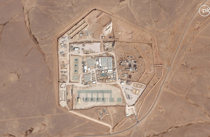  Satellite view of the US military outpost known as Tower 22, in Rukban, Rwaished District, Jordan October 12, 2023 in this handout image. (credit: Planet Labs PBC/Handout via REUTERS)