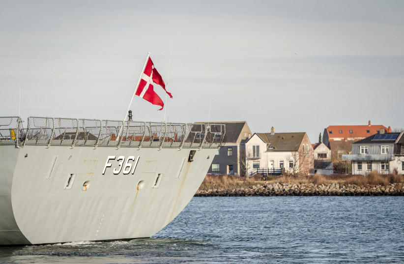  Danish frigate Iver Huitfeldt sets off for the Gulf of Aden, from the Naval Station in Korsoer, Denmark, January 29, 2024. The Danish frigate will contribute to strengthening maritime security in and around the Red Sea. (credit: RITZAU SCANPIX/MADS CLAUS RASMUSSEN VIA REUTERS)