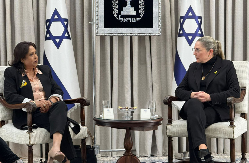  Israel's First Lady Michal Herzog meets with United Nations officials on January 30, 2024 (credit: AMOS BEN-GERSHOM/GPO)
