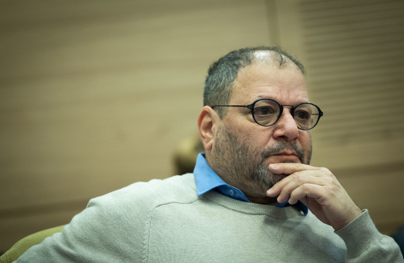  MK Ofer Cassif attends a House committee meeting at the Knesset, the Israeli Parliament in Jerusalem on January 30, 2024 (credit: YONATAN SINDEL/FLASH90)