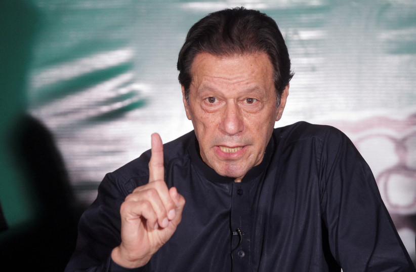   Pakistan's former Prime Minister Imran Khan, gestures as he speaks to the members of the media at his residence in Lahore, Pakistan May 18, 2023. (credit: REUTERS/MOHSIN RAZA/FILE PHOTO)