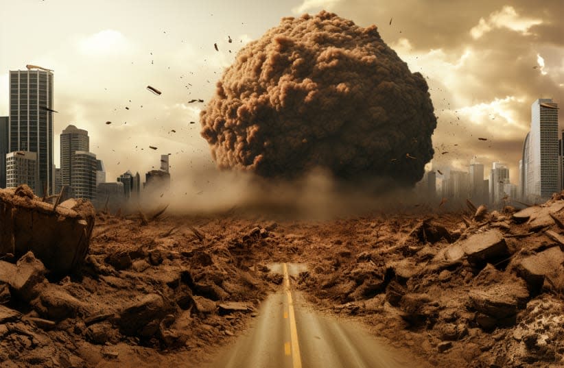  Ilustración artística en 3D de un escenario apocalíptico, que posiblemente muestre el fin del mundo como resultado de una guerra nuclear. (credit: INGIMAGE)