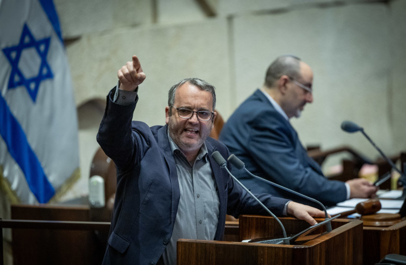  MK Gilad Kariv speaks during a discussion in the Knesset, on July 23, 2023 (credit: YONATAN SINDEL/FLASH90)