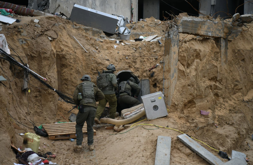 Israeli forces operating near a tunnel in Gaza, February 6, 2024 (credit: IDF SPOKESPERSON'S UNIT)