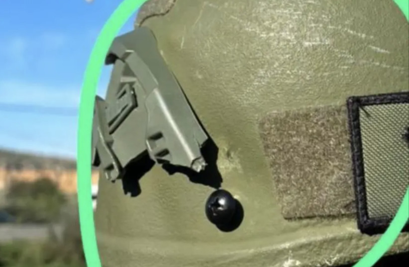  A bullet hit the helmet of an IDF reservist in an attempted attack on February 8, 2024. (credit: MAARIV)