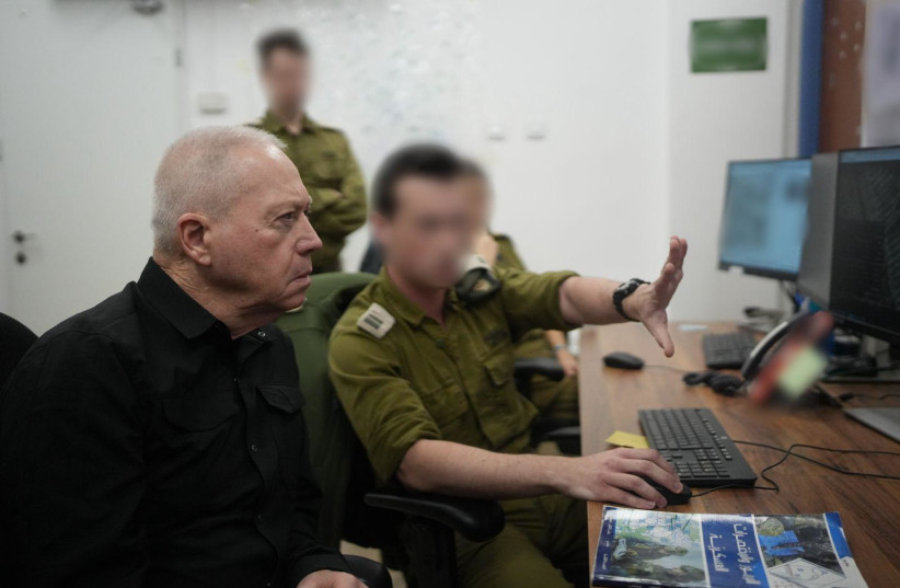  Defense Minister Yoav Gallant visits the Document and Technical Means Collection Unit on February 8, 2024 (credit: ELAD MALKA/DEFENSE MINISTRY)