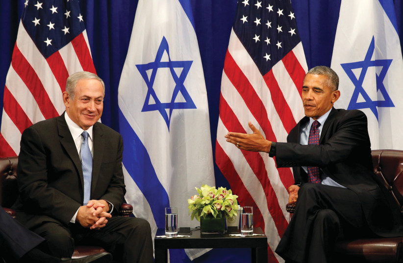  THEN-US PRESIDENT Barack Obama and Netanyahu in New York, 2016. (credit: KEVIN LAMARQUE/REUTERS)